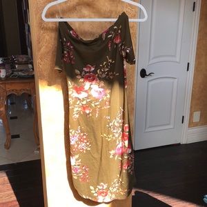 olive green with floral print dress